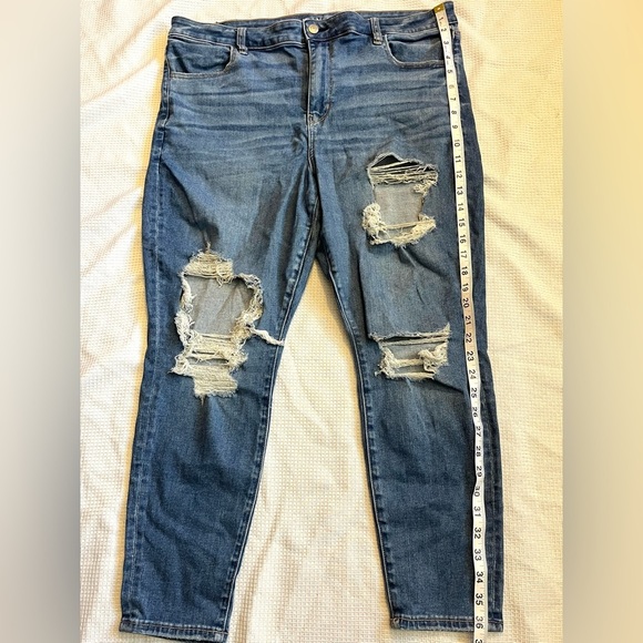 American Eagle Next Level Stretch Hi-Rise Jegging Distressed Blue Jeans 18 Short - Picture 7 of 16